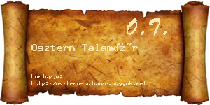 Osztern Talamér névjegykártya